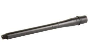 Black firearm barrel isolated on white background.