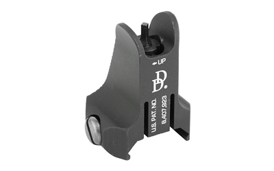 Flip-up iron sight for firearms, close-up view.