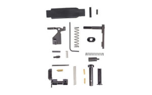 Gun assembly parts kit, various components displayed.