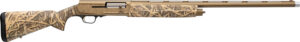 Camo-pattern shotgun with long barrel and sights.