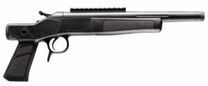 Black single-shot hunting pistol with scope mount.