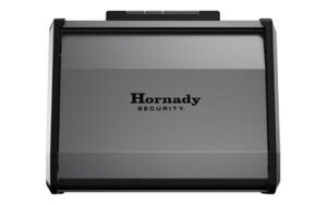 Hornady security safe, black and gray box.