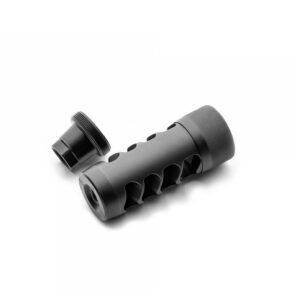 Black muzzle brake with detachable end cap