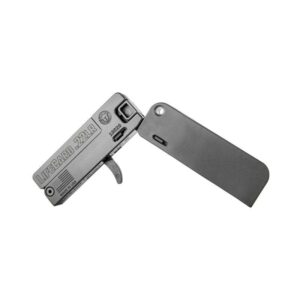 Compact folding firearm, LifeCard .22LR pistol open.