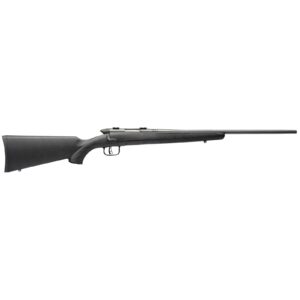 Black bolt-action rifle with long barrel.