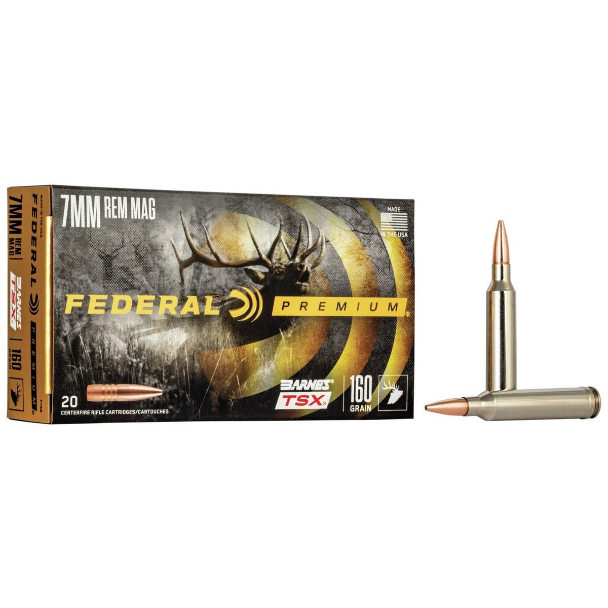 7MM Rem Mag Federal Premium ammunition box and bullets.