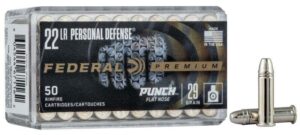 Federal .22 LR Punch ammunition box and bullets.