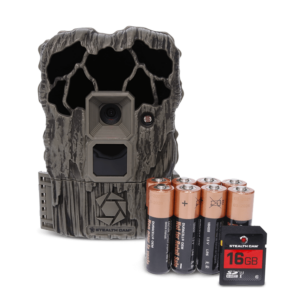 Stealth cam with batteries and 16GB SD card.