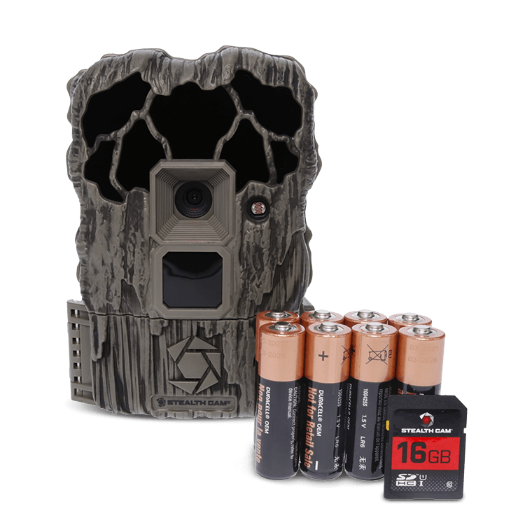 Stealth cam with batteries and 16GB SD card.