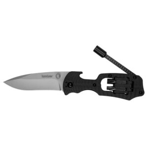 Folding knife with multitool and screwdriver bits.