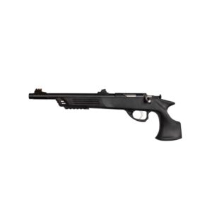 Black tactical air pistol side view.