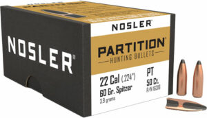 Nosler .22 Cal Spitzer hunting bullets box