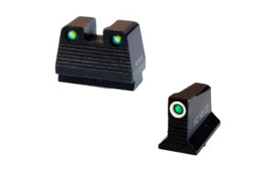 Tritium handgun sights with glowing dots