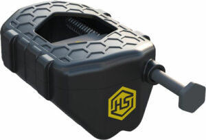 Plastic casing with hexagon pattern and logo