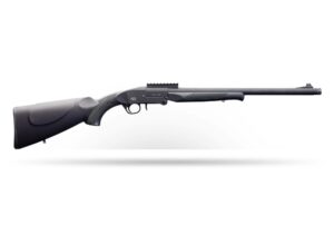 Black hunting rifle on white background
