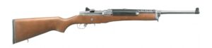 Classic wood-stock rifle side view.