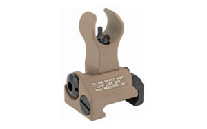 Tactical folding battle sight with tan finish.