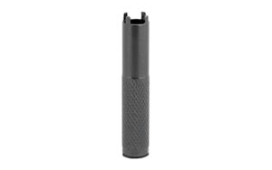 Black metal cylindrical tool with textured grip