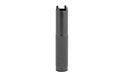 Black metal cylindrical tool with textured grip