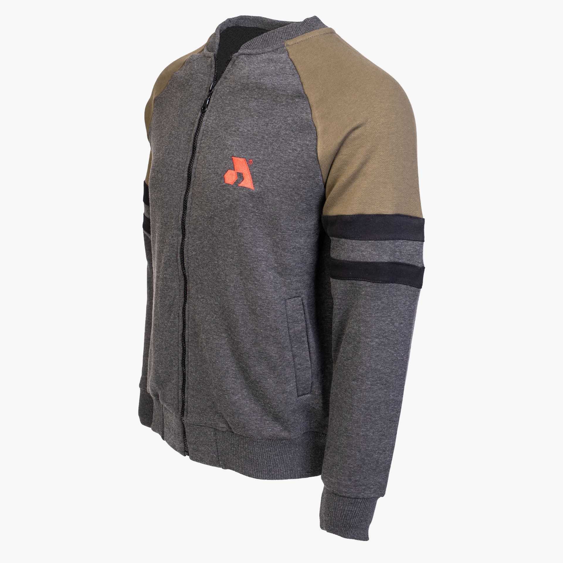 Arsenal Large Gray / Khaki Cotton-Poly Standard Fit Classic Crew Zip-Up Jacket - Image 2