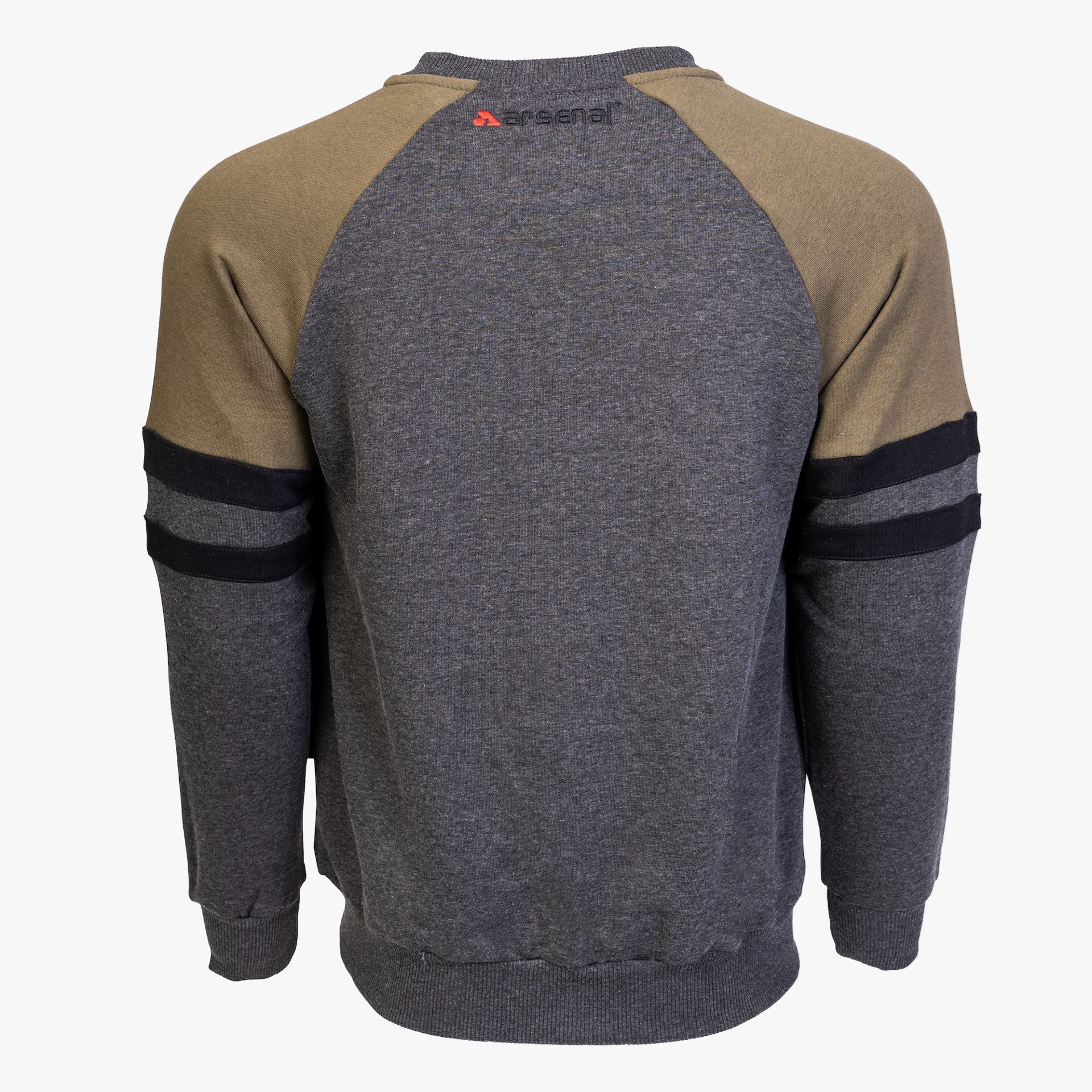 Arsenal Large Gray / Khaki Cotton-Poly Standard Fit Classic Crew Zip-Up Jacket - Image 3