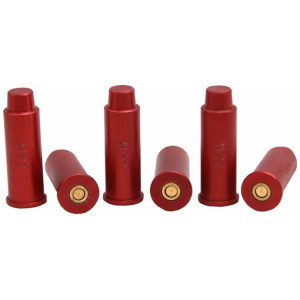 Five red dummy cartridges for firearms training