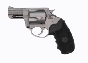 Stainless steel .357 Magnum revolver with black grip