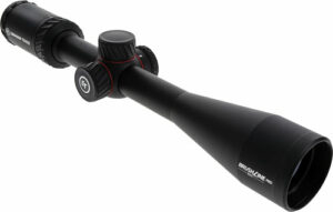 Black rifle scope with adjustment turrets