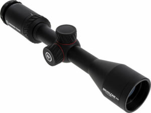 Black rifle scope with adjustment turrets
