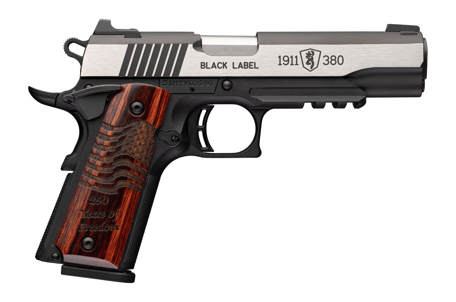 BROWNING 1911-380 BLACK LABEL - MED PRO 380ACP 4.25" RAIL 250