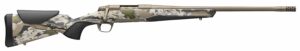 Camouflage bolt-action rifle on white background