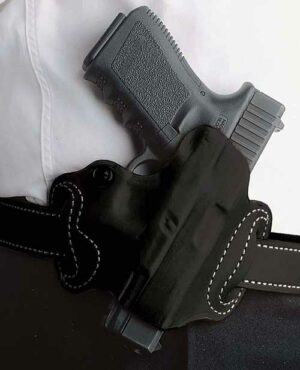 DESANTIS MINI SLIDE HOLSTER - OWB RH LEATHER S/A HELLCAT BLK