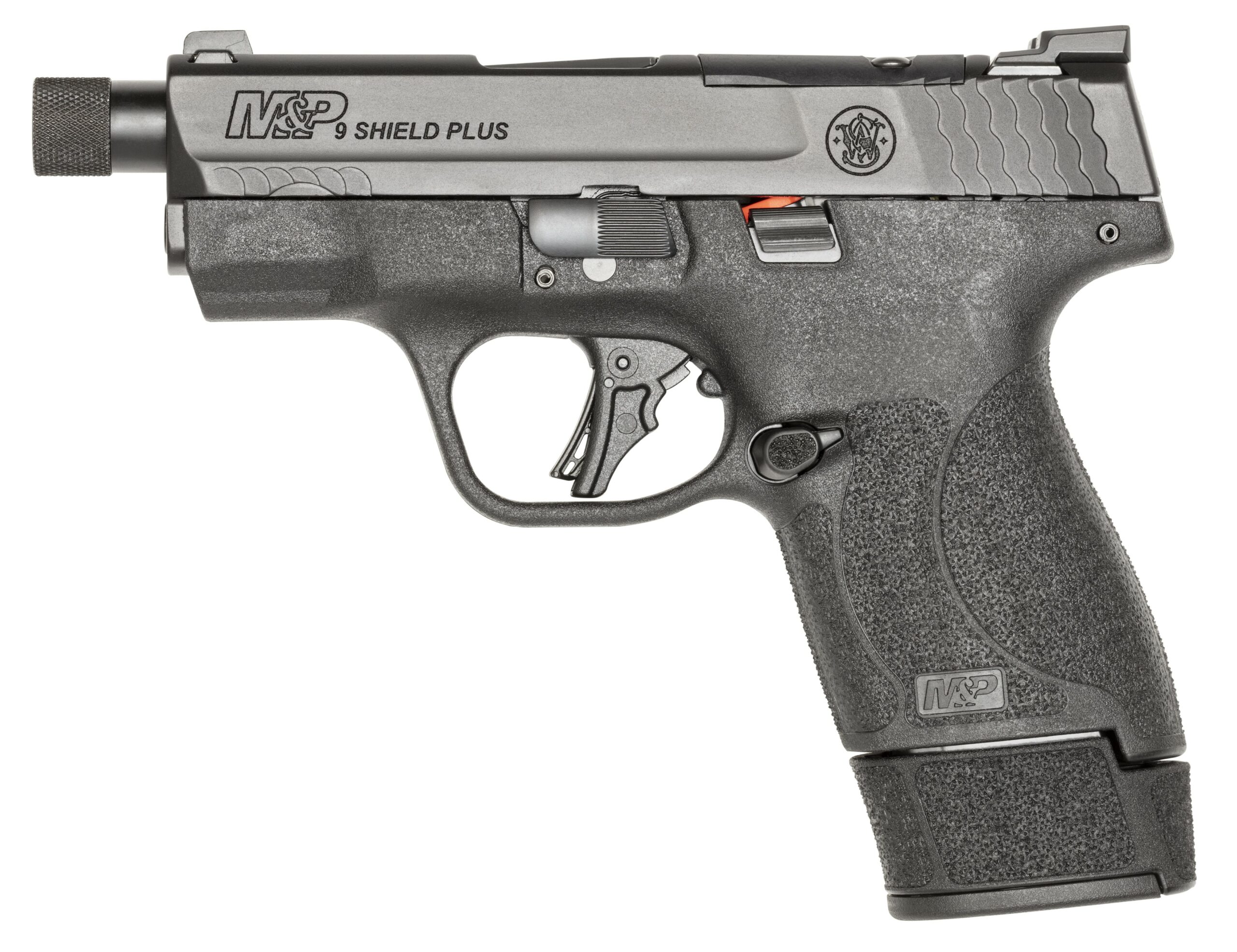 S&W M&P 9 Shield Plus Handgun 9mm Luger 10/13/15rd Magazines 3.7" Threaded Barrel OR Night Sight No Thumb Safety