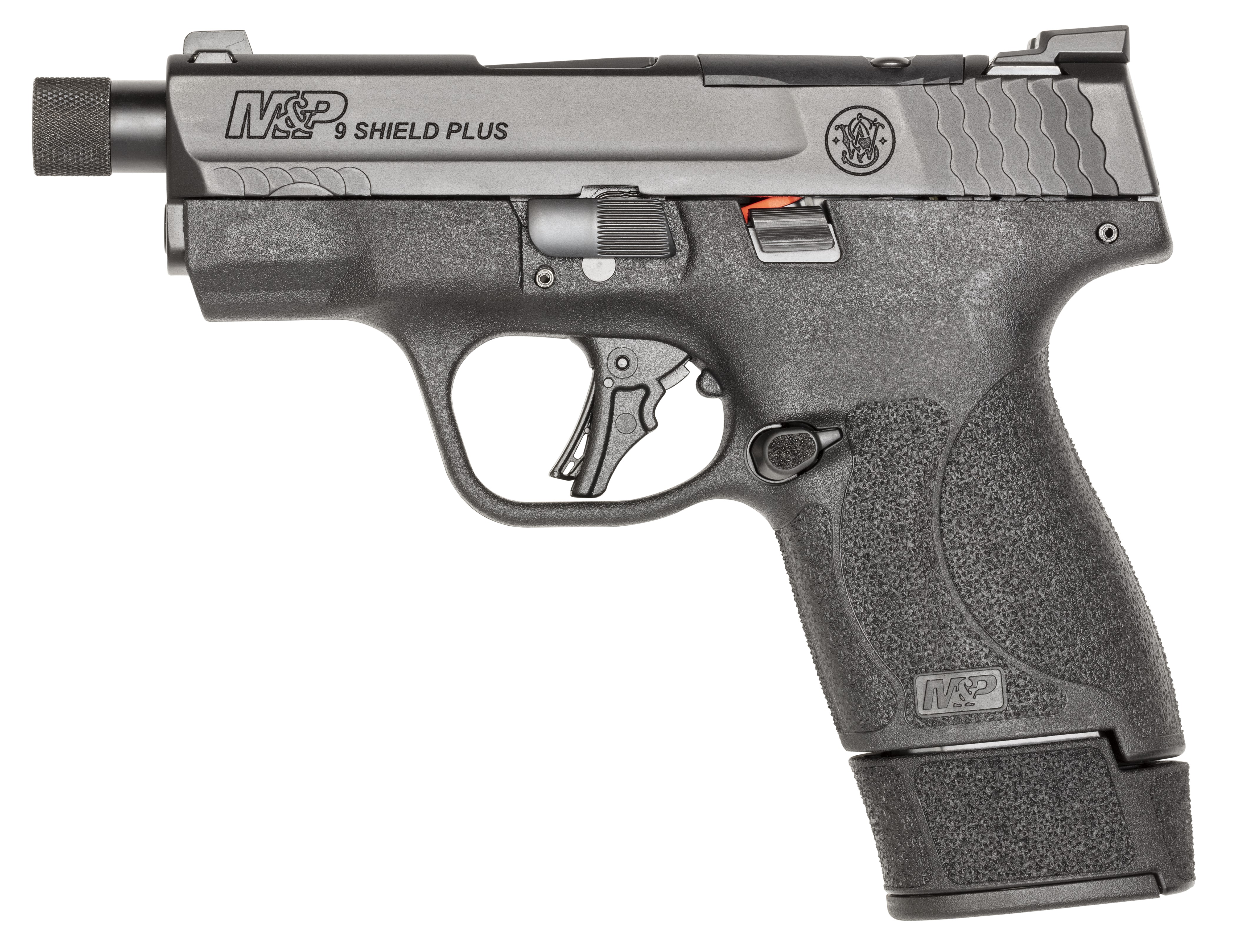 S&W M&P 9 Shield Plus Handgun 9mm Luger 10/13/15rd Magazines 3.7" Threaded Barrel OR Night Sight No Thumb Safety