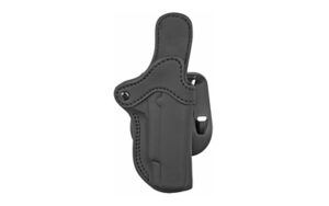 Black leather handgun belt holster