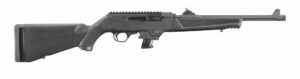 Black semi-automatic rifle on white background