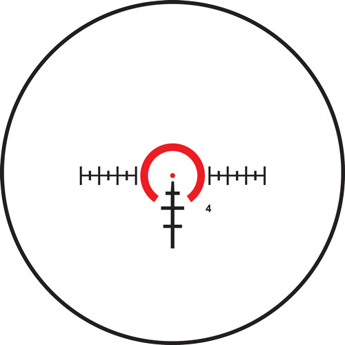 Illuminated rifle scope reticle with red horseshoe