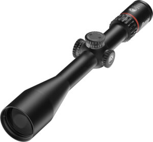 Black rifle scope with adjustment turrets