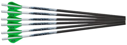 Six carbon arrows with green fletching