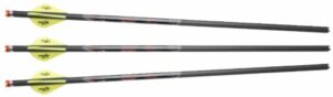 Three black arrows with yellow fletching