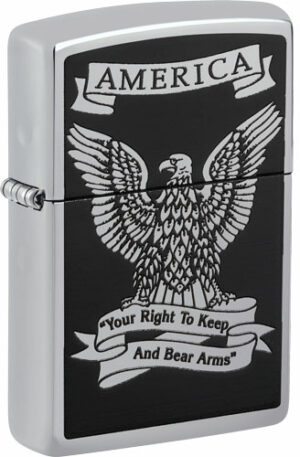 ZIPPO WINDPROOF LIGHTER EAGLE - RIGHT TO BEAR ARMS