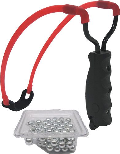 Red slingshot with steel ammo pack
