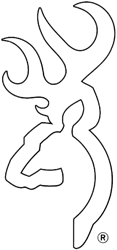 Stylized deer logo outline with antlers.