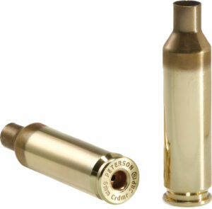 Two brass 6mm Creedmoor rifle cartridges