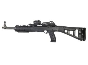 Black tactical shotgun with optic sight