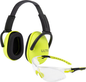 ULTRX BLOCKER EAR & EYE COMBO - YOUTH LIME MUFF/CLEAR EYES