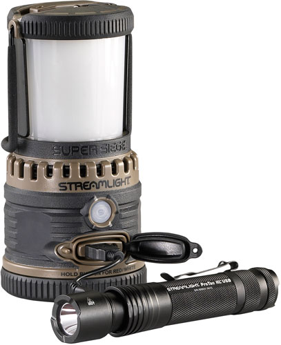Streamlight lantern and handheld flashlight on white background