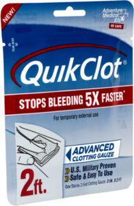 QuickClot advanced clotting gauze package for bleeding.