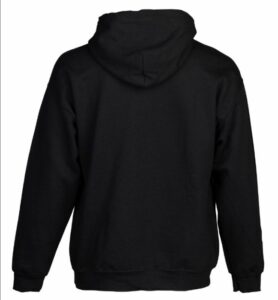 Back view of black hoodie.