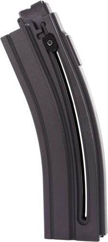 Black curved rifle magazine with loading slot